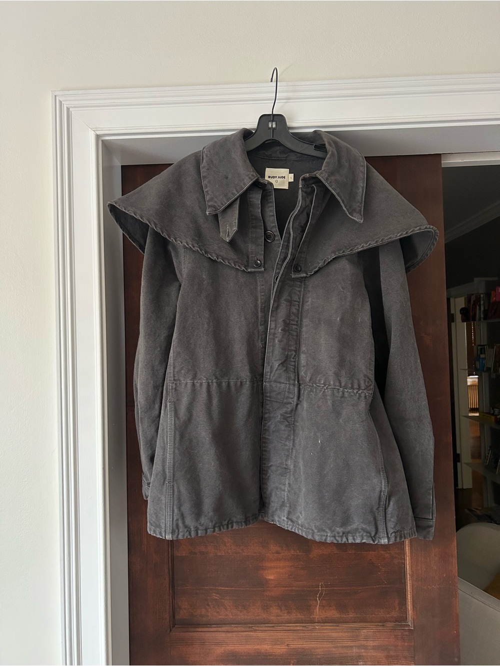 Rudy Jude Cape Coat in Ink, Size Large